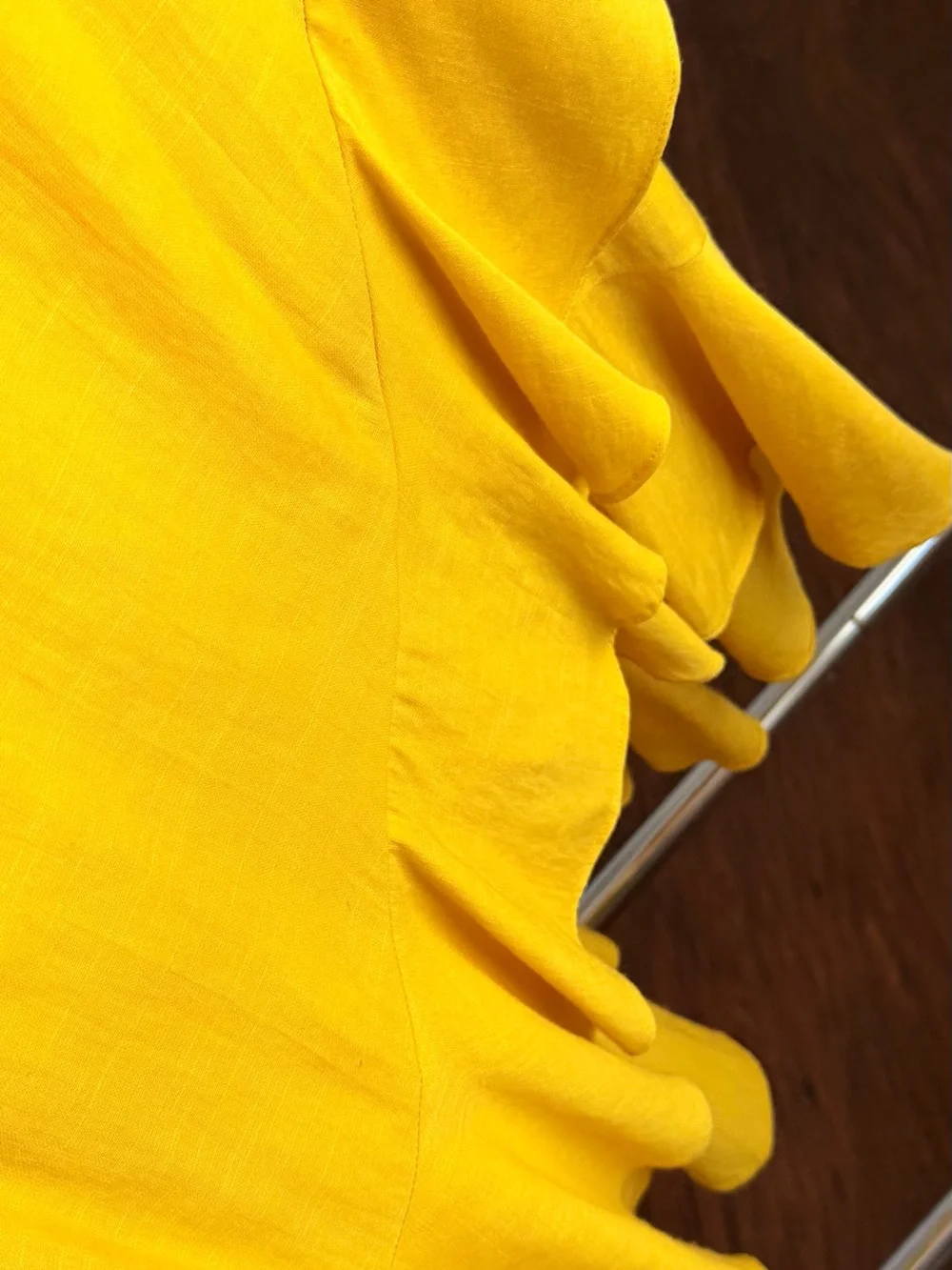 Yellow Ruffle Tie-Front  Dress